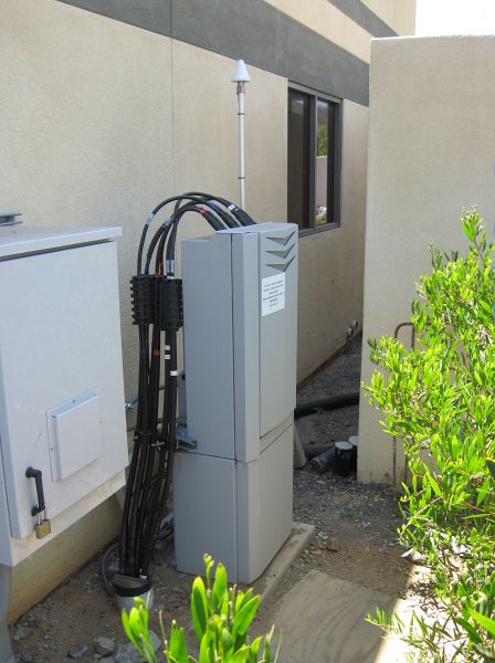 Mono Cypress
Cricket Wireless has constructed an attractive mono cypress in San Marcos, California.  This is a close up of the BTS equipment.  Note that a Sprint site enclosure is in the background.
Keywords: cricket san marcos monocypress cypress sprint