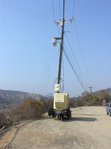 Nextel Portable Power Generator in Action
Nextel's 20KW portable generator powers this site along Santiago Canyon Road near Irvine, California right after the wildfires of October 2007.
Keywords: nextel sprint portable gas power generator