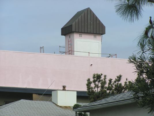 7. A Close-Up View of Two Sectors of RF-Transparent Panels
This is a close-up of the rear of the bell tower modified to enclose the antennas.   
Keywords: verizon armacost