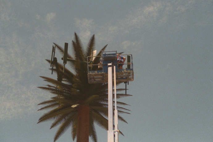 Pulling Cables Inside a Monopalm
Techs are installing cables inside this legacy monopalm.  Sepulveda Boulevard west of the I-405 in Los Angeles.
Keywords: monopalm construction cable cables sepulveda los angeles
