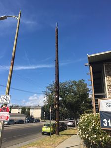 Mobilitie New Wood Pole Pox in West Los Angeles
Mobilitie has planted this awful wood pole in West Los Angeles.  Note the standoffs for the equipment and conduits.  A small cell? I think not. 
Keywords: mobilitie wood pole sprint west los angeles