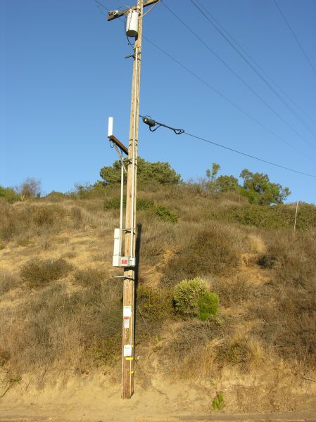 NextG Distributed Antenna System Node
NextG is a wireless carrier's carrier.  They provide fiber links between the BTS and the antenna site using a technology referred to as Distributed Antenna System (DAS).  This is a NextG DAS node located in Encinitas, California.  The carrier supported by this node is Cricket Wireless.  NextG's Cricket network in San Diego County is thought to be the largest deployment of DAS in the U.S.
Keywords: nextg das distributed antenna system encinitas node fiber cricket