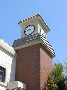It's time for Wireless
This tower in Anaheim, California features an RF transparent clock. 
Keywords: clock tower camouflaged anaheim