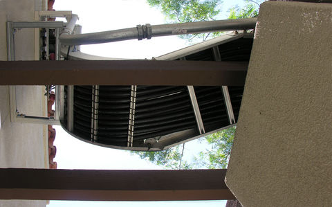 A Royal Treatment of a Cable Tray
Here is a close-up of the cable tray over the top of the walkway area at Royal Street's site in San Juan Capistrano, California.
Keywords: royal street metropcs san juan capistrano 31115 rancho viejo camo cupola hillside
