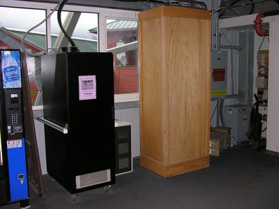 Wireless, with Cables
Some of the base station equipment cabinets (cellular, paging, etc.) at the upper landing of the Mt. Roberts Tramway in Juneau, Alaska
Keywords: Juneau Alaska Mount Roberts Tramway Cable car