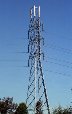 PGE Transmission Tower Cell Site
Spotted in Walnut Creek, California: A cell site mounted atop a PGE transmission tower.  
Keywords: PGE power transmission tower