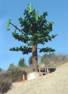 09 - Construction of the Ice Guard
A box to protect the coaxial cables (often called an ice guard) is installed at the base of the of the trunk.  The cones are cute, eh?
