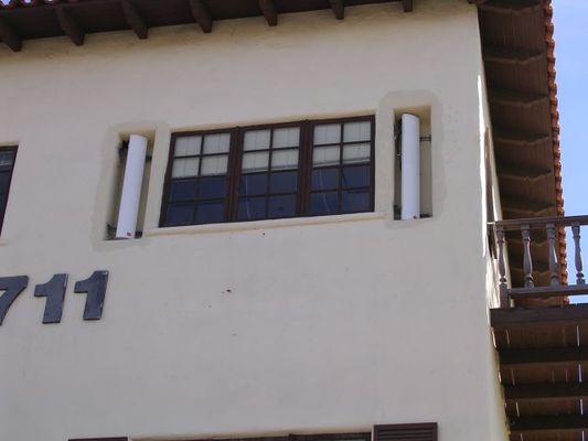 Camo shutters
Here's a cell site with the antennas recessed into the wall.  RF-transparent shutters will be installed in front of the antennas to make the antennas disappear.  Photo courtesy of [url=http://www.4peabody.com/]Peabody Engineering[/url].
Keywords: camo shutters peabody