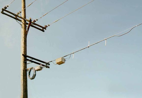 Strand-mounted cell site (Sprint)
This is a Sprint cell site using the cable TV system to connect users to the MTSO.  Irvine, CA.
Keywords: Sprint cell site strand cable tv irvine