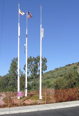 Cell flag poles
This is a Sprint site in northern San Diego County.  The BTS equipment is located to the right of the flagpoles.
Keywords: flag cell sprint