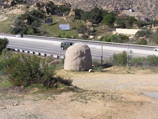 Cell Rock
Here is a cellular rock housing an antenna.  The antenna serves the 118 Freeway in the Santa Susana Pass between the Simi Valley and the San Fernando Valley.  
