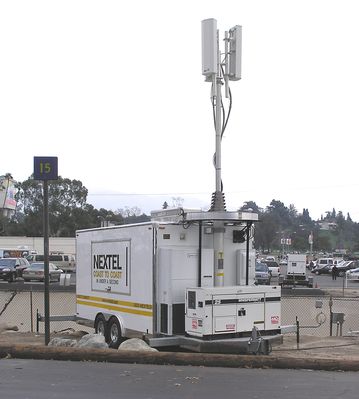 Nextel Cow (Cell on Wheels)
Set up at the Rose Bowl in Pasadena, California.  Photo taken January 2, 2005.
Keywords: nextel cow rose bowl