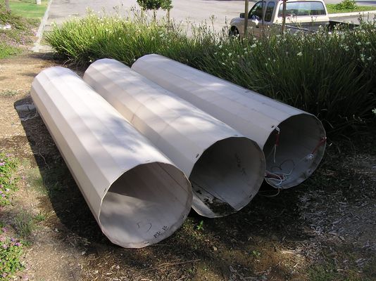 Hint: It's Not Canneroni
These are three section covers of a faux flagpole barely in the City of Los Angeles, California.  They're off while Verizon's works on its antennas (see the photos in this gallery).
Keywords: cingular nextel Verizon faux flagpole section covers