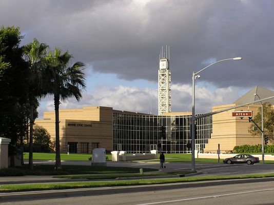 City Hall Clock Tower
Irvine, California's civic center is a sight to behold.  The clock tower above the site supports public safety radio antennas, and an omni-direction antenna cell site.
Keywords: Irvine California omni