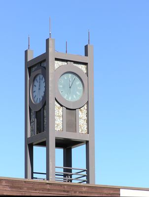 Church clock tower
The omni-directional antennas are atop the clock tower of this church.   AT&T Wireless is the carrier.
Keywords: church clock tower