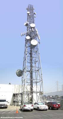 Spectrasite co-location site
This Spectrasite cell/microwave site is located in Carson, California.  The tower is registered to what is now Verizon Wireless.  Note how the microwave antennas are identified by code to permit identification of specific microwave antennas from ground level.  It's located in an "Enterprise" zone (sorry...inside joke).
Keywords: Spectrasite tower verizon carson california