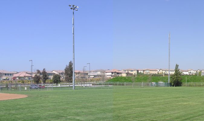 Hitting the signal out of the park
Sprint's three-sector site is split between one sector on an existing light standard, and two sectors on a pole it installed.
Keywords: Sprint park