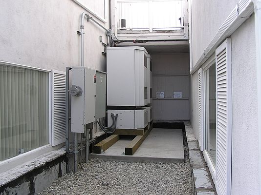 Cingular BTS
This BTS installation at a Cingular site in Tustin, California is somewhat interesting as it is mounted between two buildings.  The faux chimney antenna sites at this location are detailed in other photographs.
Keywords: cingular tustin california faux chimney bts real estate remax newport blvd