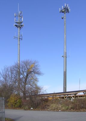 Two monopoles - Co-location site.
These towers are located near Worcester, MA.
