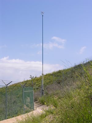 KMLT's Antenna and Support Pole
This photograph captures the final execution of KMLT's antenna.  Yes, the steel support pole is painted sky blue.  May 2006.
Keywords: kmlt may 2006